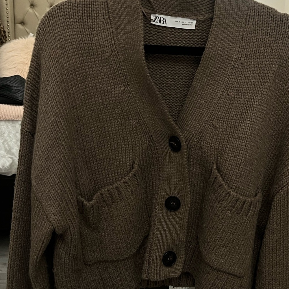 Zara Brown Knit Cardigan